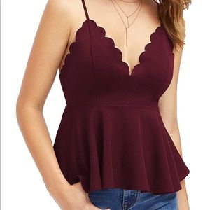 Deep red peplum blouse
